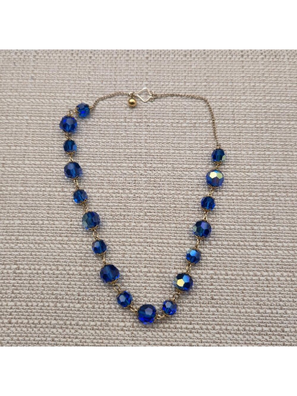 14 Inch Bermuda Blue Faceted Crystal Necklace, Birthday Gift for Her A8086
